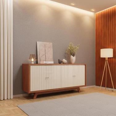 Imagem de Buffet 4 Portas com Frisos Decorativos e Prateleiras DJ Móveis Soleil 