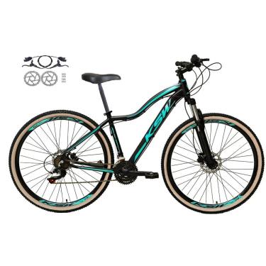Imagem de Bicicleta Feminina Aro 29 Ksw Mwza Alumínio 24v Câmbios Shimano Freio a Disco Garfo Suspensão - Preto/Azul