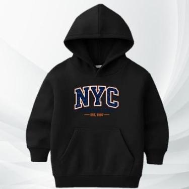 Imagem de Blusa Moletom Infantil NYC New York City Moleton Com Capuz Flanelado Confortável College Inverno-Unissex