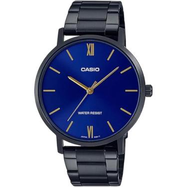 Imagem de Casio Relógio masculino analógico com mostrador azul - MTP-VT01B-2BUDF, azul, Leitor de azul/palma, pulseira
