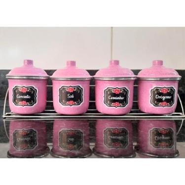 Imagem de Kit Porta Temperos Condimentos de Alumínio Cozinha 5 Peças Potes para 