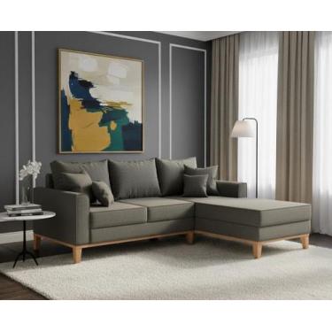 Imagem de Sofá Beny com Chaise Direita, 2,00x1,40m, 3 Lugares, Linho, Base em Ma