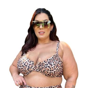 Imagem de Top Avulso Plus Size Meia Taça Retrô Onça - Califórnia Brasil, Onça, G