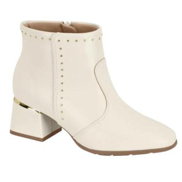 Imagem de Bota Feminina Salto Bloco Cano Curto Modare 7082106 Cor:Branco OffTama
