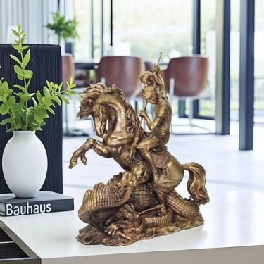 Imagem de São Jorge no Cavalo e Dragão imagem Ogum estátua resina 30 cm - Genéri