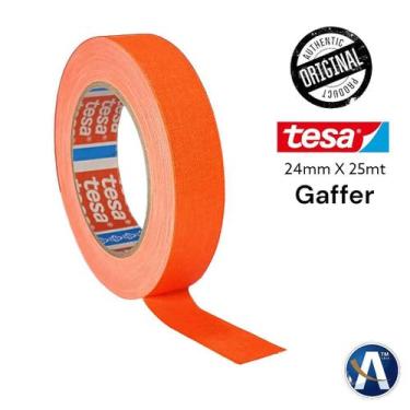 Imagem de Fita Tecido Gaffer Tape Tesa 24mm x 25m Laranja Fluorescente - Ideal p