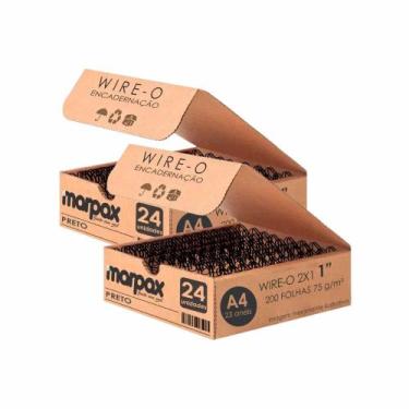 Imagem de Kit Wire-o Encadernação 2X1 A4 Preto 1" para 200fls 48un - Marpax