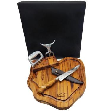 Imagem de Kit Churrasco Personalizado Faca 7 e Acessórios p/ Presente - WOODBULL