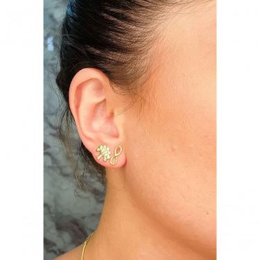 Imagem de Brinco Floratta Joias Duo Arvore da Vida e Infinito Banhado em Ouro 18K 1.2CM Dourado Feminino