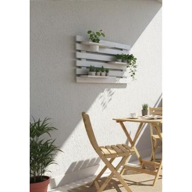 Imagem de Floreira Madeira Rústica Não é Segredo Branco 90x54