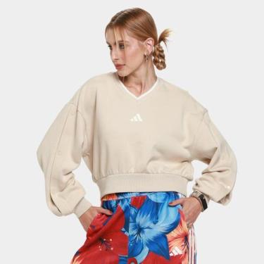 Imagem de Moletom Adidas Sta Seas Cropped Feminino, Bege, P