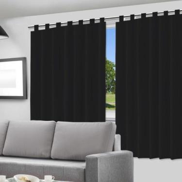 Imagem de Cortina Blackout Preto - 280x220cm - c/ alça p/ varão - Vida Pratika