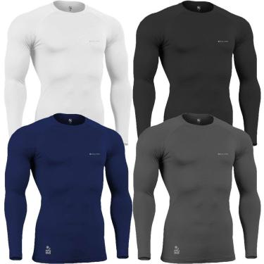 Imagem de Kit C/ 4 Camisas de Compressão Térmica Stigli Pro Proteção Solar FPU50+ Manga Longa Poliamida