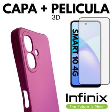 Imagem de Capinha + Película Vidro 3D Para Celular Infinix Smart 10 - DB, Roxo E