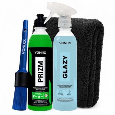 Imagem de Kit Limpeza Vidros Vonixx Prizm Glazy Flanela e Pincel - 32077, VONIXX