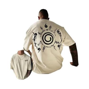 Imagem de Camiseta Oversized Masculina De Hip Hop Com Estampa De Anime Japonês, 