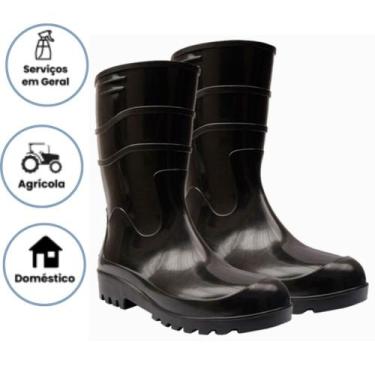 Imagem de Bota De Pvc Borracha Cano MEDIO Preta Sem Forro Galocha Impermeável La