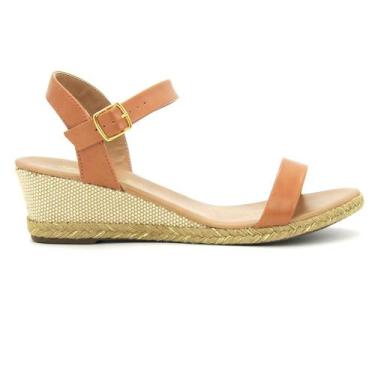 Imagem de Sandalia Via Uno Original Plataforma Anabela Feminino 096, 35, Camel