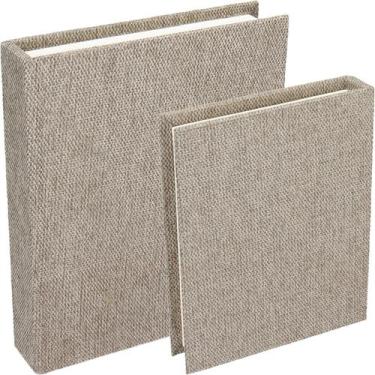 Imagem de Kit 2 caixa organizadora decorativa home&co livro chenile bege