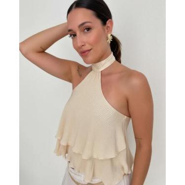 Imagem de Blusa cropped maxi frente única babado luxo gringa soltinha - Envelope