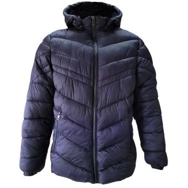 Imagem de Jaqueta Masculina Puffer Broken Rules com Zíper Capuz Removível, Azul 