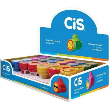 Imagem de Carimbo Pedagógico Cis Stamp Carinhas - Caixa Com 24 Unidades