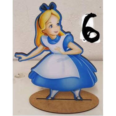 Imagem de KIt 6 Enfeite Em MDF Decoração de Mesa Festa Alice no Pais das Maravil