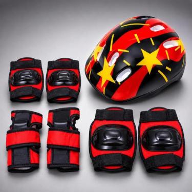 Imagem de Kit Segurança Infantil Com Capacete Joelheira E Cotoveleira Para Skate