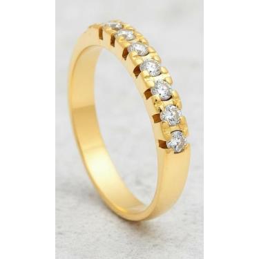 Imagem de Anel Meia Aliança Folheado Ouro 18k Zircônia - Congratulations Store