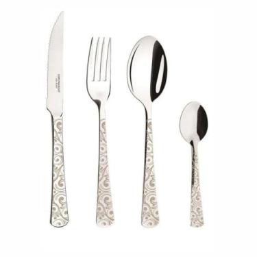 Imagem de Conjunto de Talheres de Aço Inoxidável - 16 Peças - Arabesco - Simonag
