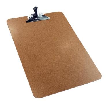 Imagem de Kit c/ 4 Prancheta Madeira Mdf Prendedor Metal Cor Marrom - Prancheta 