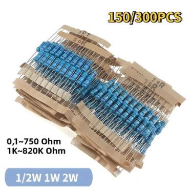 Imagem de Kit De Resistores De Filme Metálico 1/2W 1W 2W, Sortido, 150-300 Peças