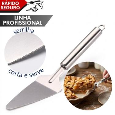 Imagem de Espátula para Bolo Torta Cortar Servir em Inox 27cm - SQ Só Qualidade