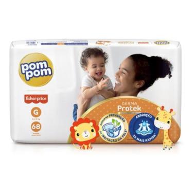 Imagem de Fralda Descartável PomPom DermaProtek Pacote Hiper, G Com 68