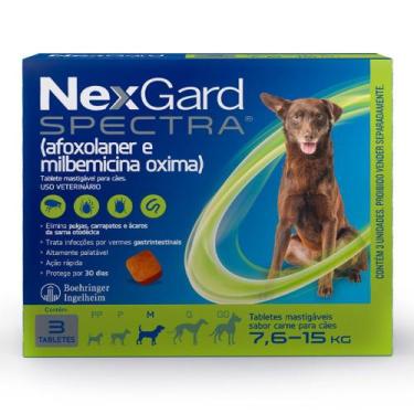 Imagem de Antiparasitário NexGard Spectra para Cães de 7,6 kg a 15 kg com 3 Tabl