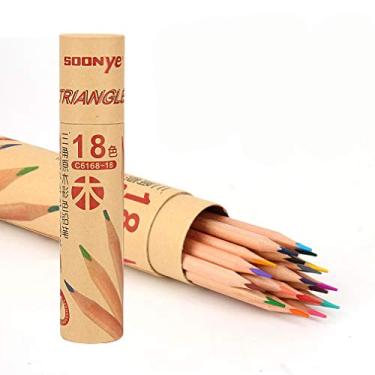 Imagem de lápis de madeira, lápis solúvel em água infantil, 18 cores, pintura profissional, lápis de cor para desenho