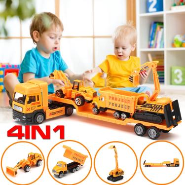 Imagem de Caminhão Reboque Caminhão Rebocador de Brinquedo Infantil Construção DieCast