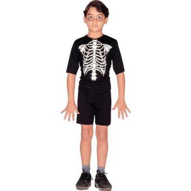 Fantasia de Halloween Infantil Masculina Esqueleto Mariachi Curto Com  Máscara