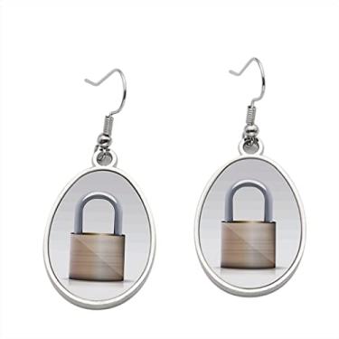 Imagem de Brinco de cadeado de vetor – Brincos pendurados para meninas – Presente de festa de aniversário dos namorados, Metal, Sem pedras preciosas