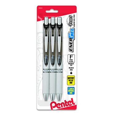 Imagem de Pentel Caneta de tinta gel, EnerGel Pearl RTX0,5 mm, ponta fina, ponta de agulha (BLN75WBP3A), preta