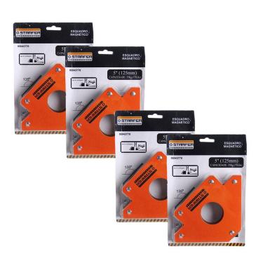 Imagem de Kit 4 Esquadro Magnético 35kg Starfer 5 Pol. (125mm) Starfer