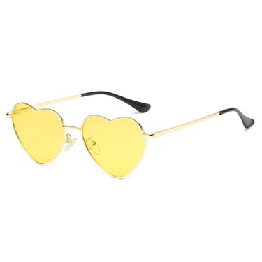 Imagem de Óculos de sol em forma de coração de metal doce cor gradiente óculos de sol óculos de sol ao ar livre óculos de sol, ouro amarelo, como imagem
