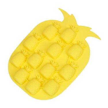 Imagem de Bandeja de cubo de gelo bandeja de molde de gelo máquina de sorvete acessórios de cozinha ferramenta de silicone molde de cubo de gelo em forma de abacaxi bar festa bebida molde de cubo de gelo (cor: amarelo)
