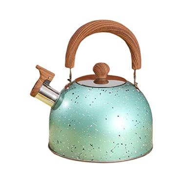 Imagem de Bothyi Chaleira de chá apito para topo de fogão, chaleira de água apito para chá, água fervente, leite, acampamento, verde