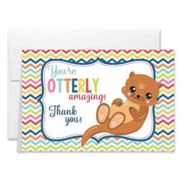 Imagem de Funny You're Otterly Amazing Cute Otter Themed Single (1) Cartão de agradecimento em branco para todas as ocasiões para enviar para amigos e familiares, 10 x 15 cm (quando dobrado) Preencha o cartão por AmandaCreation