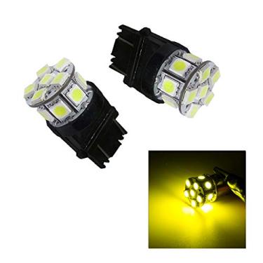 Imagem de PA 13SMD 3157 lâmpada LED amarela dourada 12V para seta de seta, marcador lateral, parada, traseira, luz traseira (3056 3156 3156A 3057 4057 3157 4157 T25 disponíveis)
