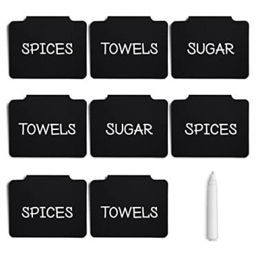 Imagem de VIPGLOA PRODUCTS 8 peças de etiquetas de plástico para caixas de armazenamento e 1 x caneta de giz branca - clipe de cesto multiuso em caixas de despensa de cozinha