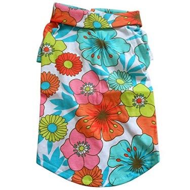 Imagem de (S-12 , White) - Tangpan Hawaiian Beach Coconut Tree Print Dog Shirt Summer Camp Shirt Clothes