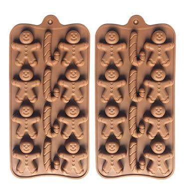 Imagem de 2 moldes de silicone natalinos para assar sabonete, bengala doce, molde de chocolate masculino de biscoito de gengibre (2 formas)