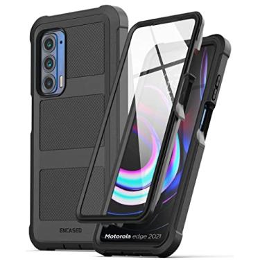 Imagem de ENCASED Capa Falcon Armor para Motorola Edge 5G UW com protetor de tela integrado, capa protetora resistente para celular para Moto Edge 2021 (preto)